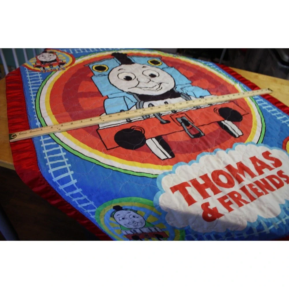 Vintage Thomas & Friends Quilted Toddler Blanket Colorful Trains Tank Engine